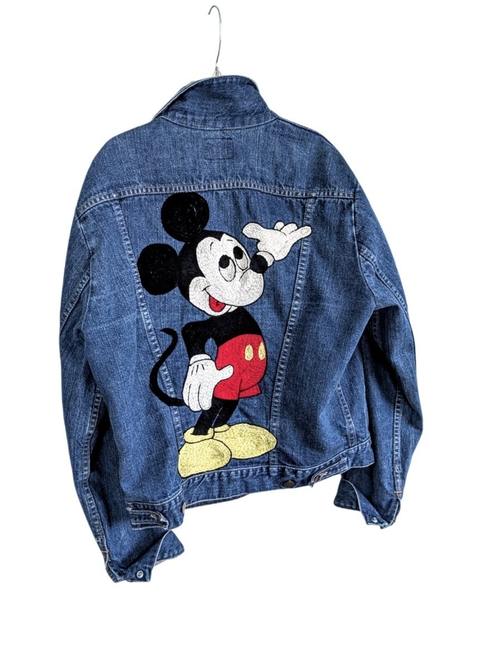Vtg 70s Blue Bell Maverick Mickey Mouse Embroidered Denim Jacket USA, Large